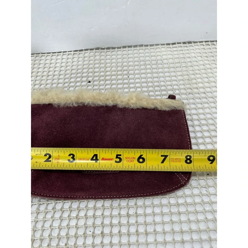 UGG Suede Shearling Lined Wristlet Pouch Burgundy‎ Evening Bag